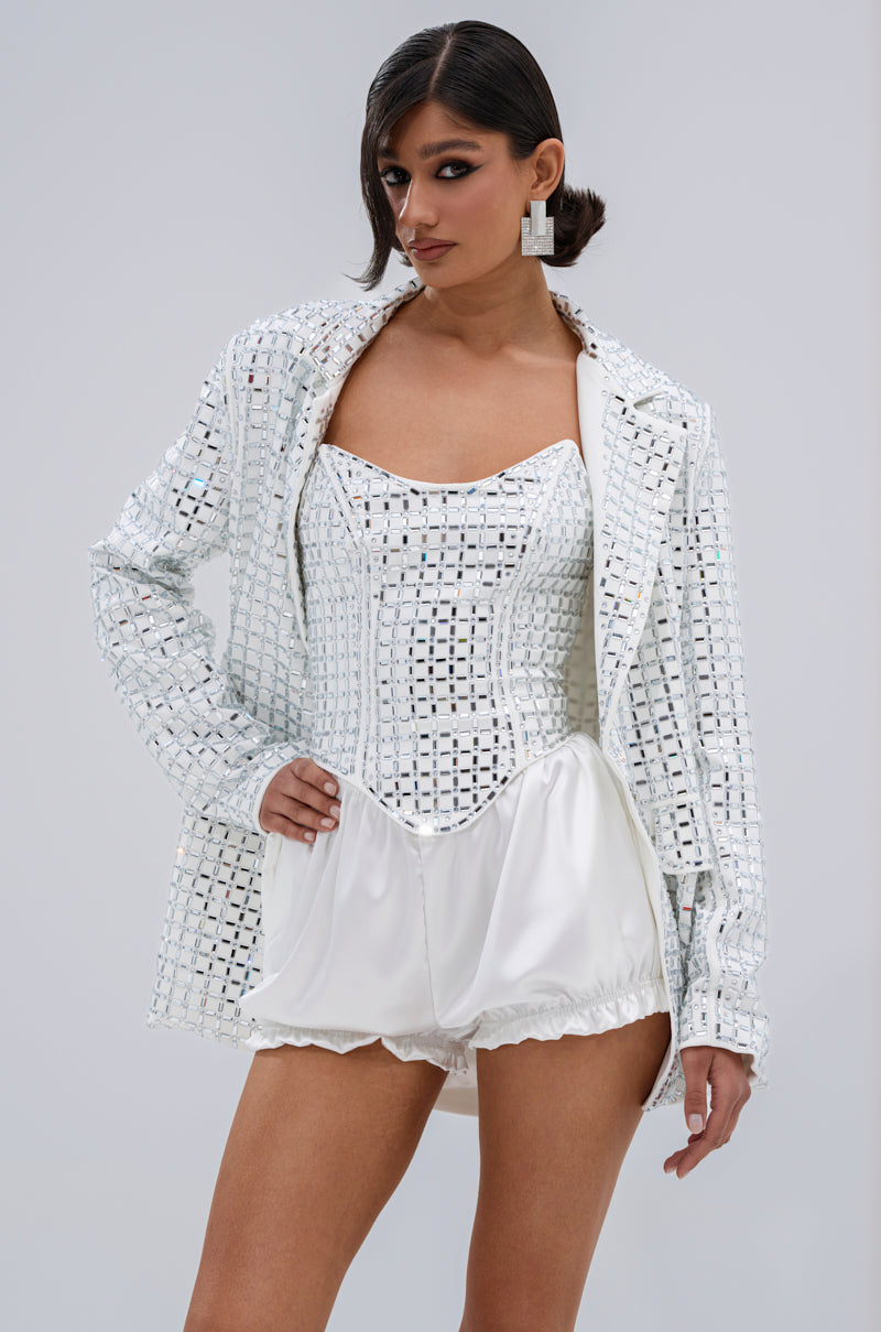 WHITE HOT EMBELLISHED BLAZER