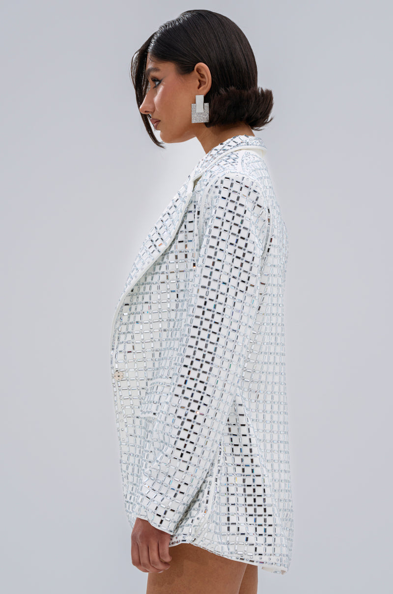 WHITE HOT EMBELLISHED BLAZER