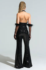 WE WILL ROCK YOU SEQUIN MESH JUMPSUIT