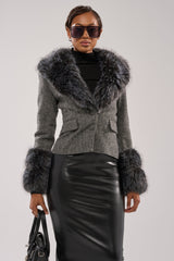 I SEE LONDON FUR TRIM BLAZER