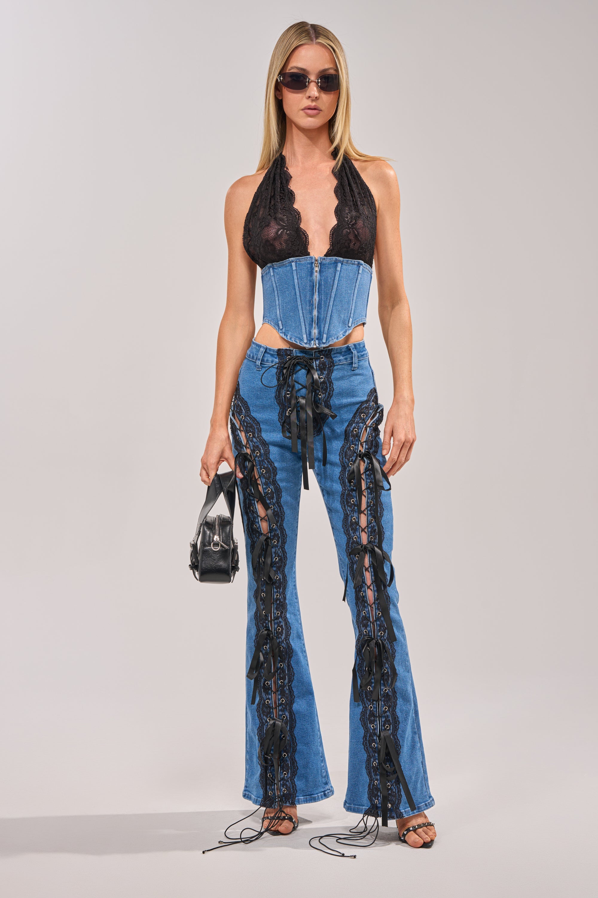 LACED UP DENIM CORSET