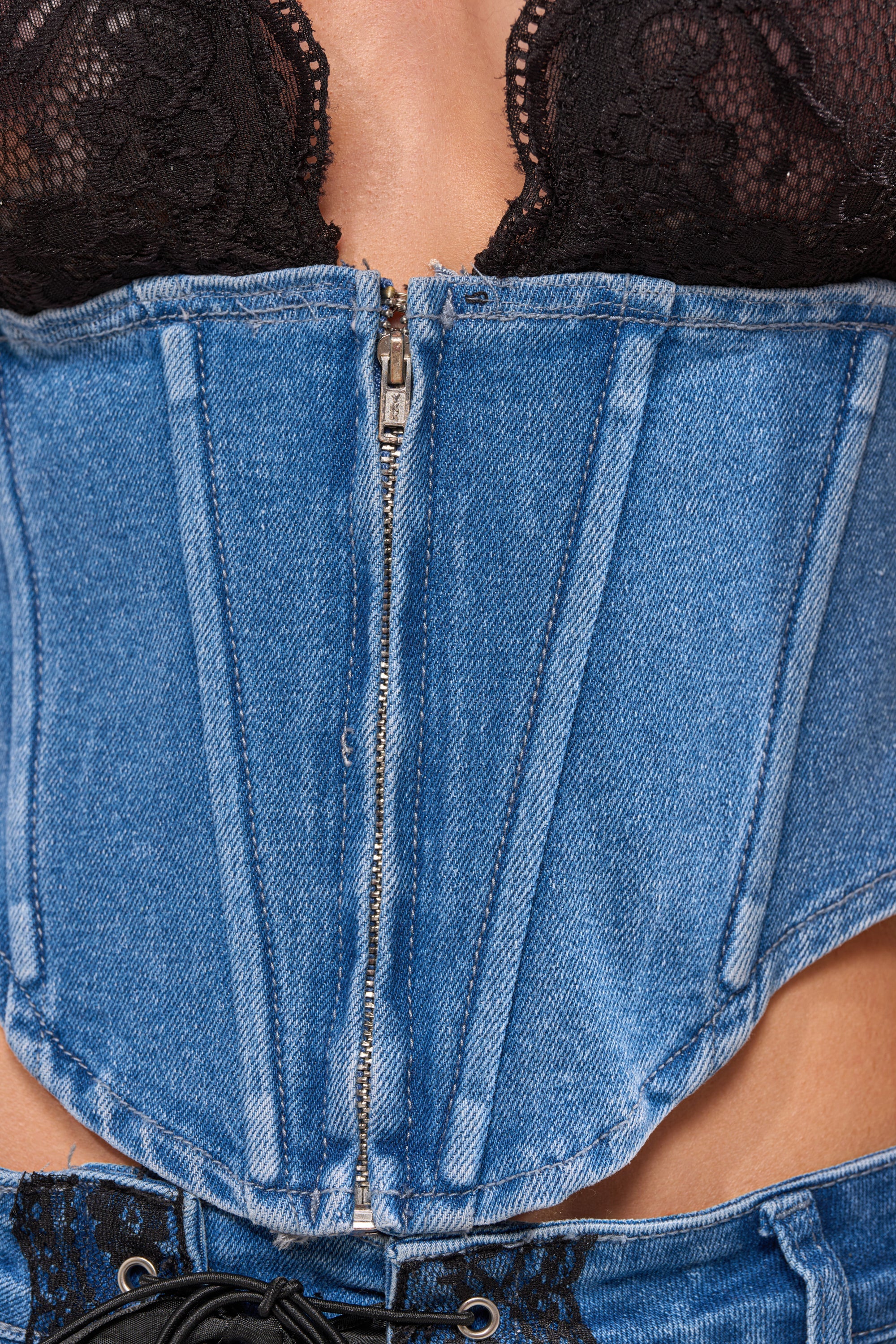 LACED UP DENIM CORSET