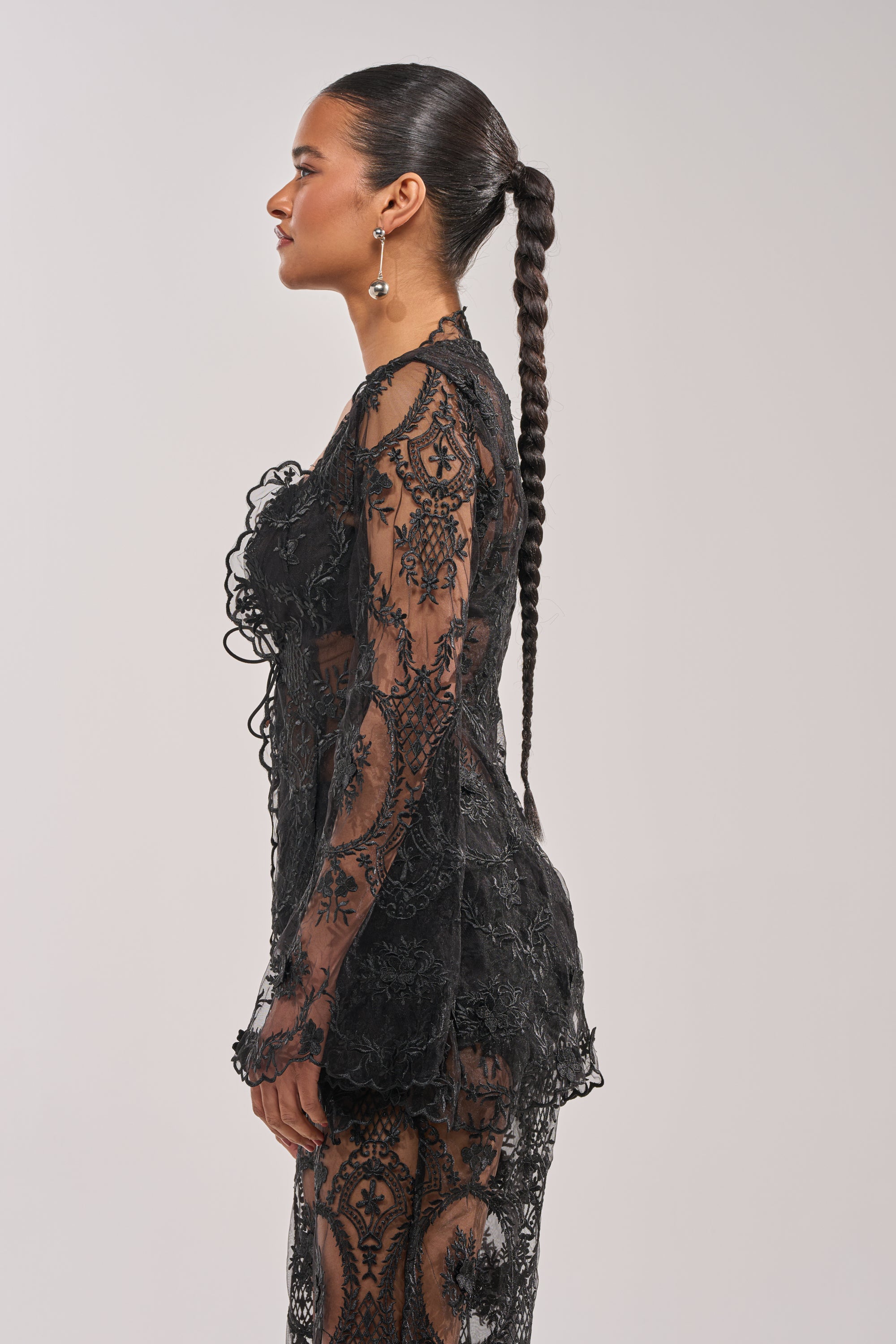 SUPER LUXE LACE TIE-FRONT BLOUSE