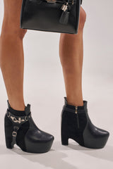 AZALEA WANG ABYSS BLACK WEDGE PLATFORM BOOTIE