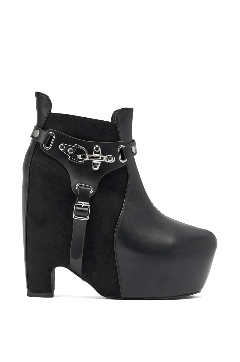 AZALEA WANG ABYSS BLACK WEDGE PLATFORM BOOTIE