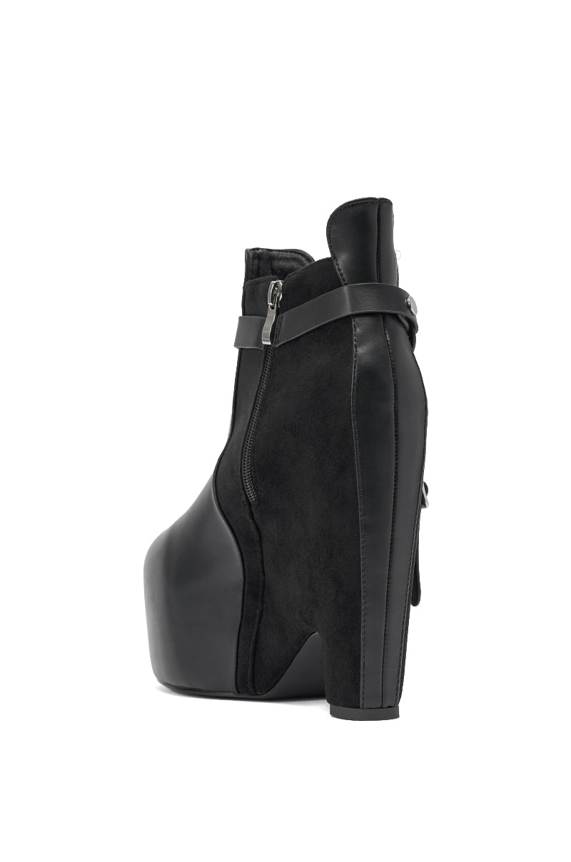AZALEA WANG ABYSS BLACK WEDGE PLATFORM BOOTIE