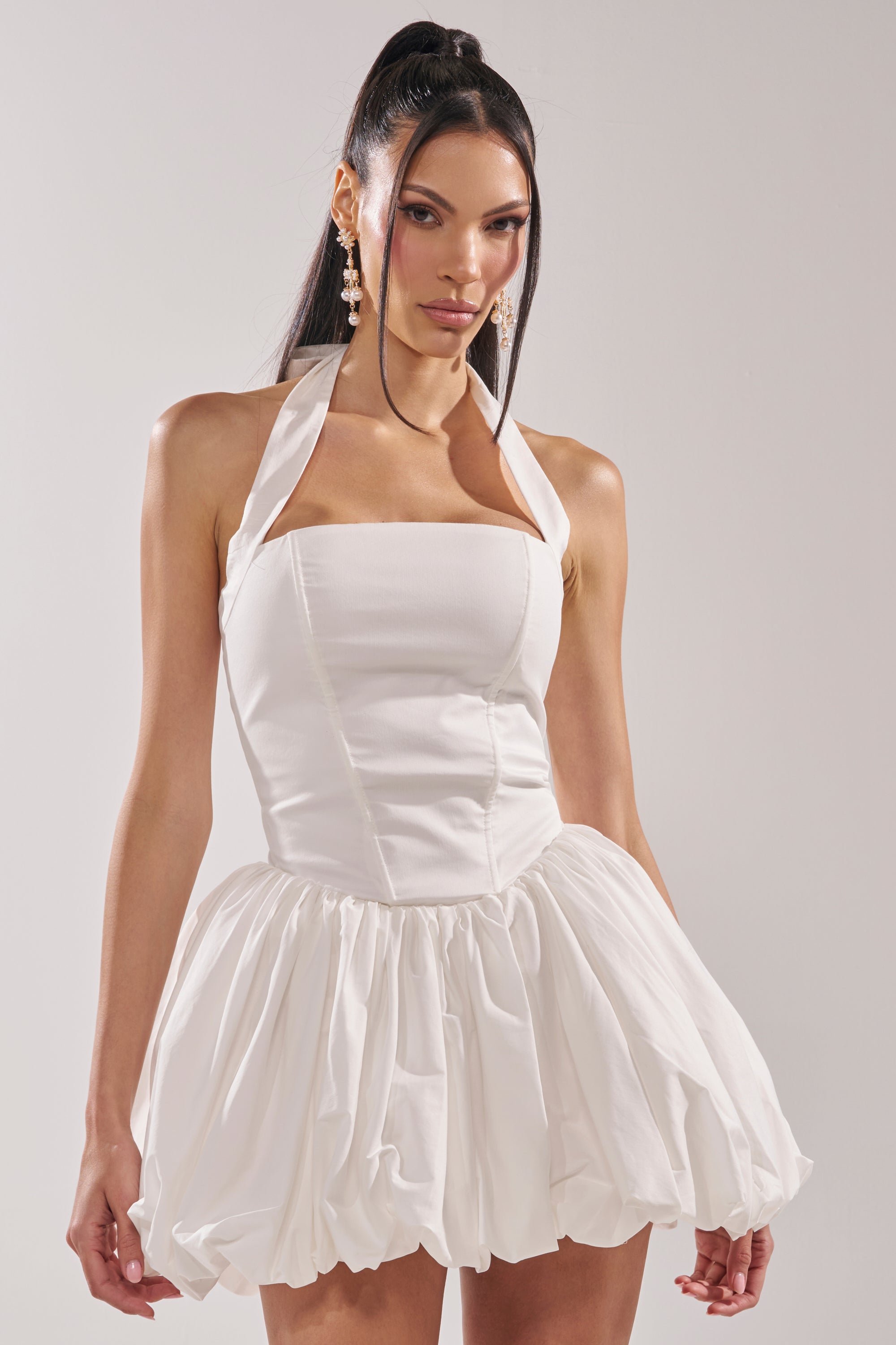 BALLERINA POPLIN MINI DRESS IN WHITE