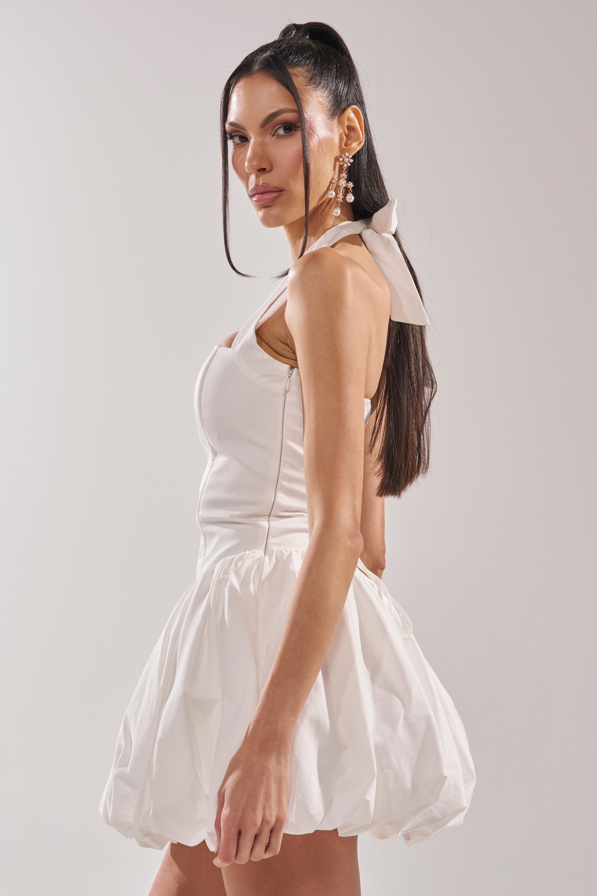 BALLERINA POPLIN MINI DRESS IN WHITE