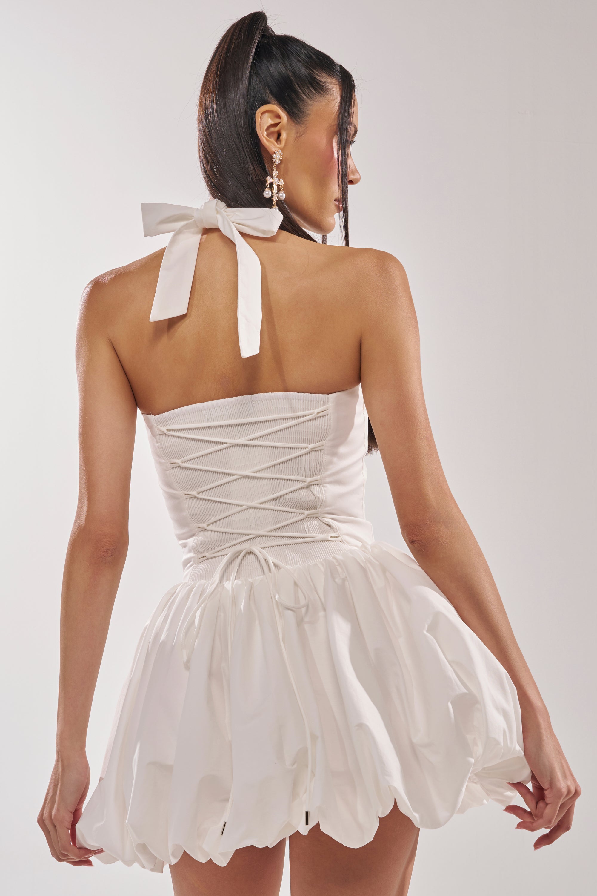 BALLERINA POPLIN MINI DRESS IN WHITE