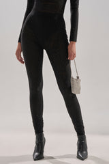 TWINKLING LIGHTS RHINESTONE MESH LEGGINGS IN BLACK