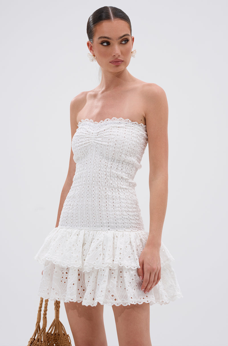 LETS GO TO THE BEACH RUFFLE MINI DRESS