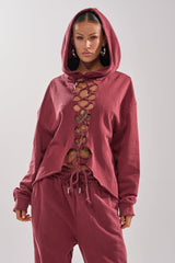 LACED UP FOR GOOD SWEATSHIRT IN PLUM