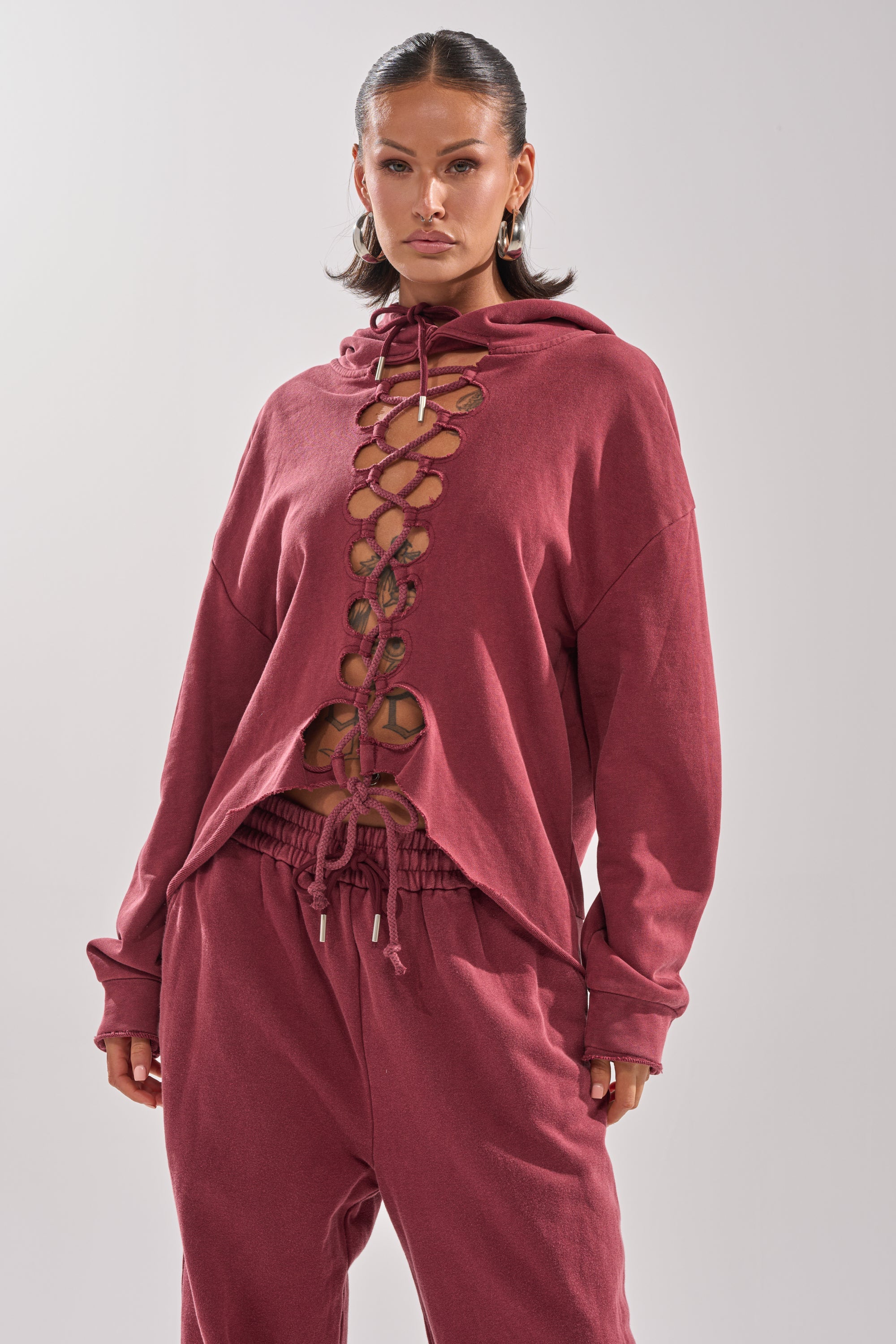 LACED UP FOR GOOD SWEATSHIRT IN PLUM
