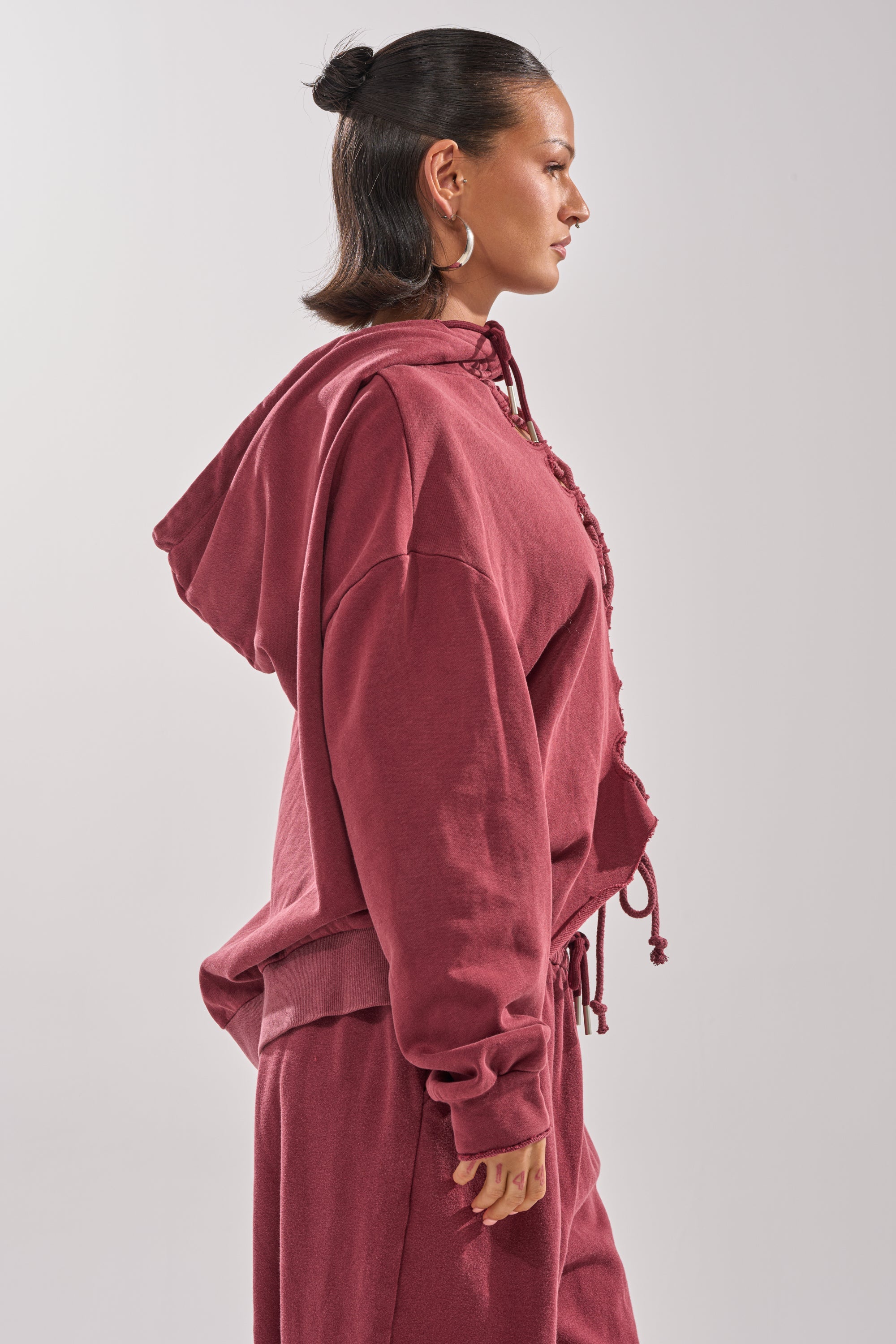 LACED UP FOR GOOD SWEATSHIRT IN PLUM