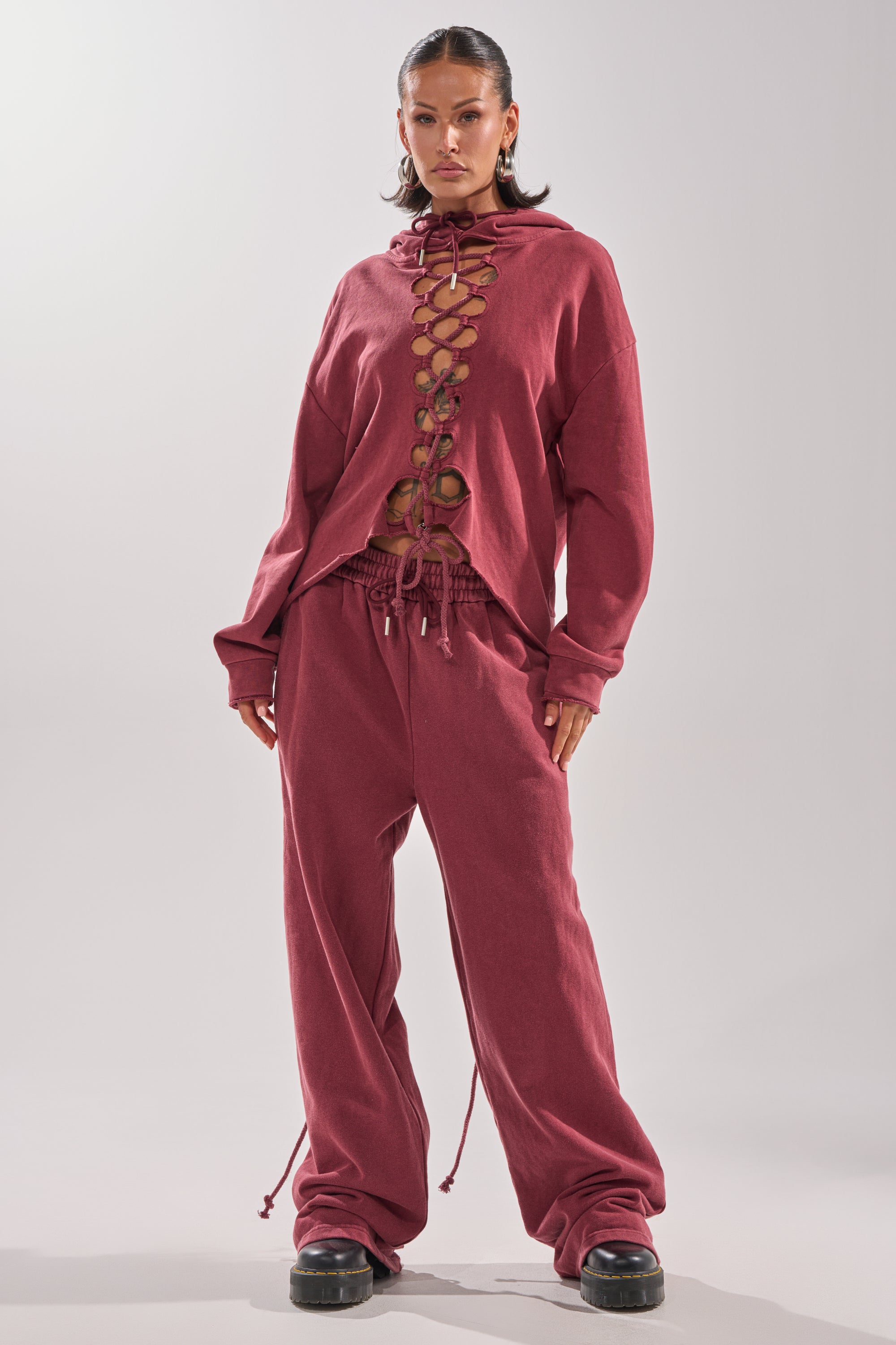 LACED UP FOR GOOD SWEATSHIRT IN PLUM