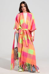 UNDER THE SUN PLAID PONCHO