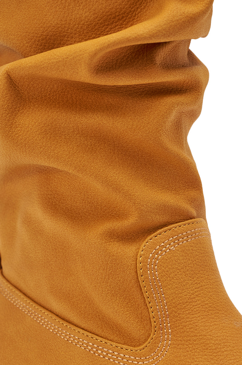 AZALEA WANG ARDIS TAN RUCHED FLAT BOOT