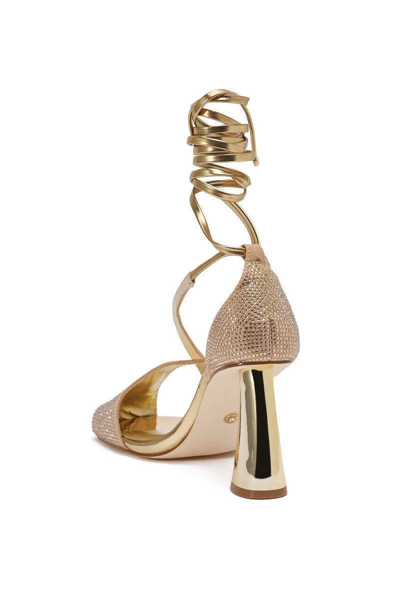 AZALEA WANG BUILANY GOLD RHINESTONE CHUNKY PUMP