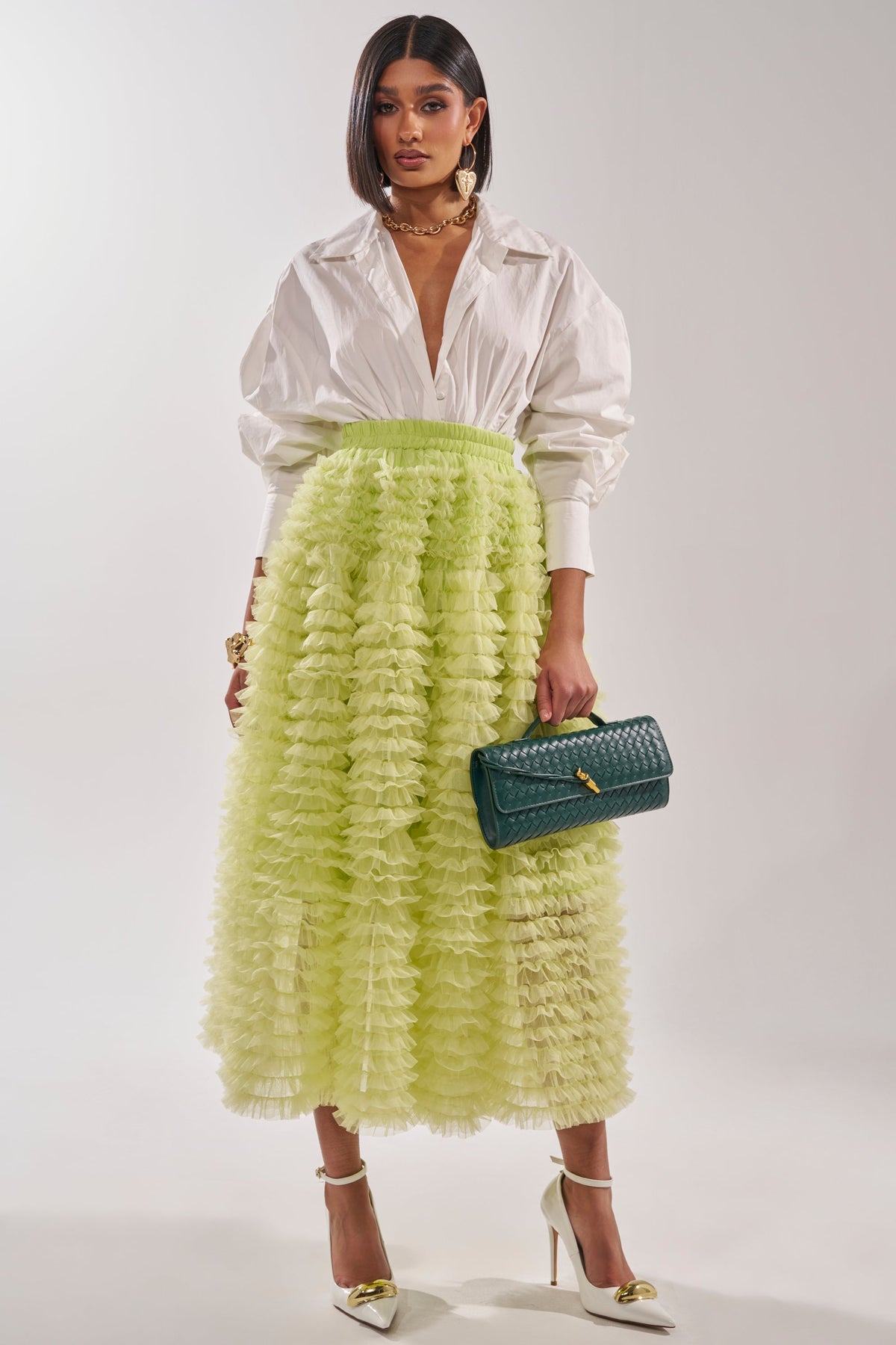 LOVE THE DRAMA MESH MAXI SKIRT