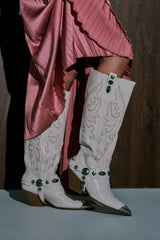 AZALEA WANG GERVASE BONE PU SILVER HARDWARE WESTERN BOOT