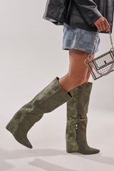AZALEA WANG GIANNA OLIVE TWO TONED BOOT