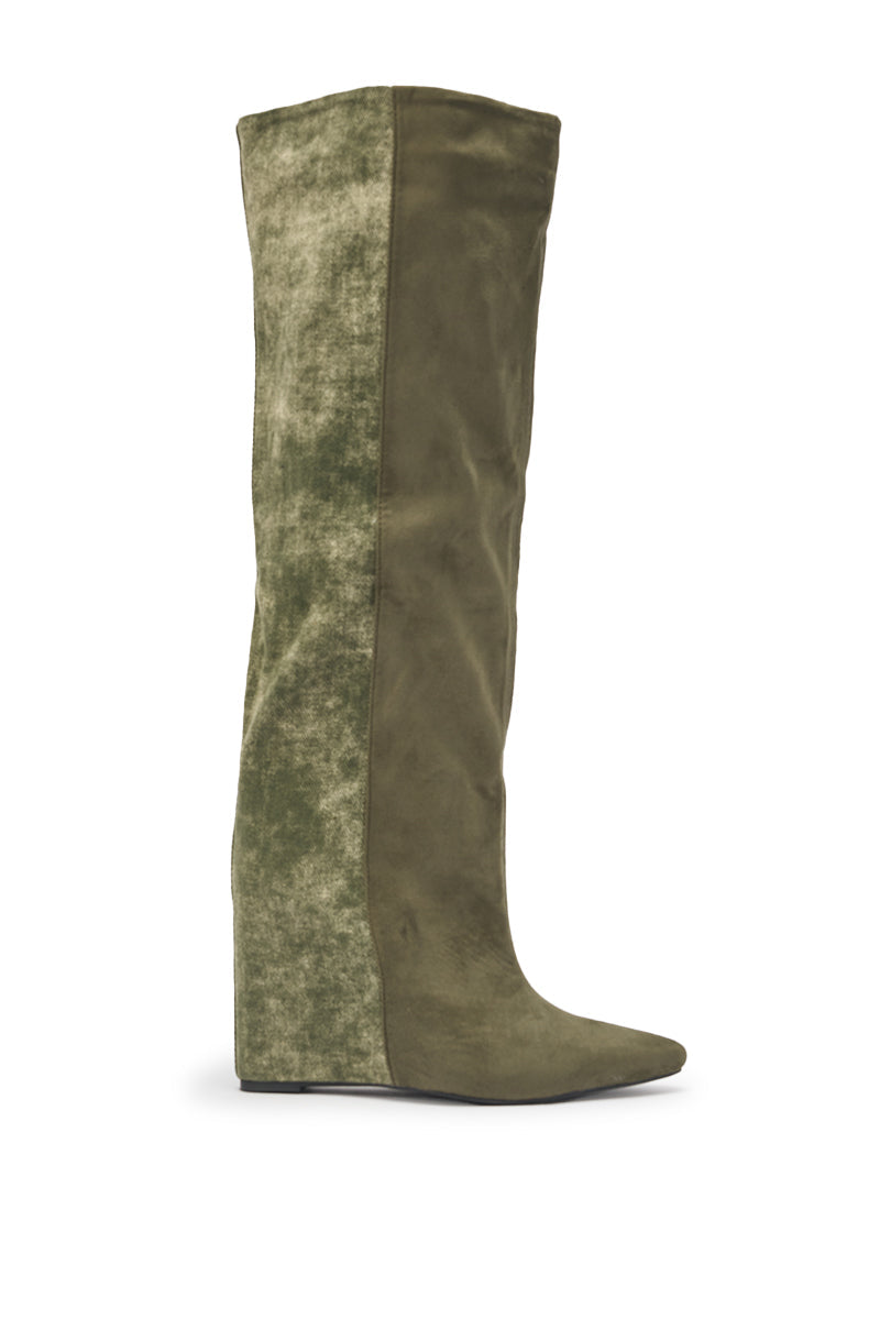 AZALEA WANG GIANNA OLIVE TWO TONED BOOT