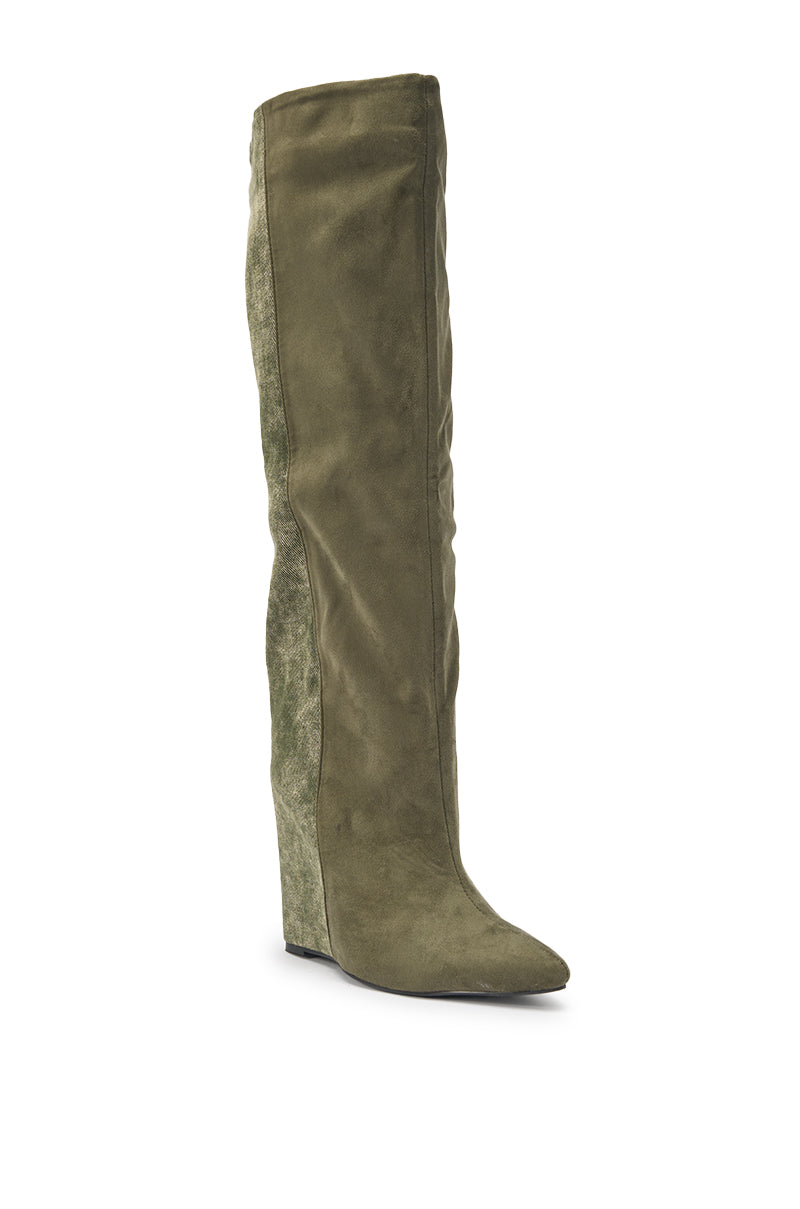 AZALEA WANG GIANNA OLIVE TWO TONED BOOT