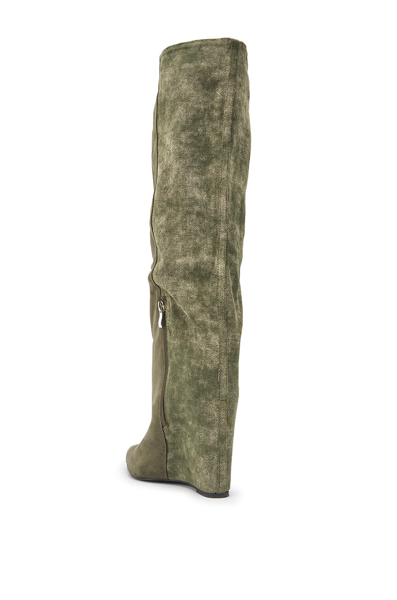AZALEA WANG GIANNA OLIVE TWO TONED BOOT