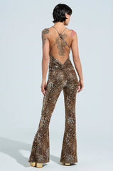 FEELIN FINE LEOPARD PRINT JUMPSUIT