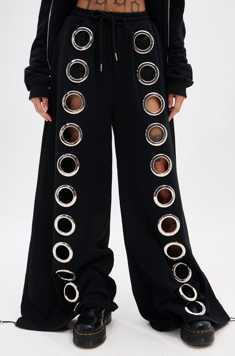 THROUGH THE NIGHT WIDE LEG SWEATPANT WITH HOLES