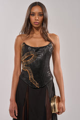 VENOMOUS EMBELLISHED PU CORSET