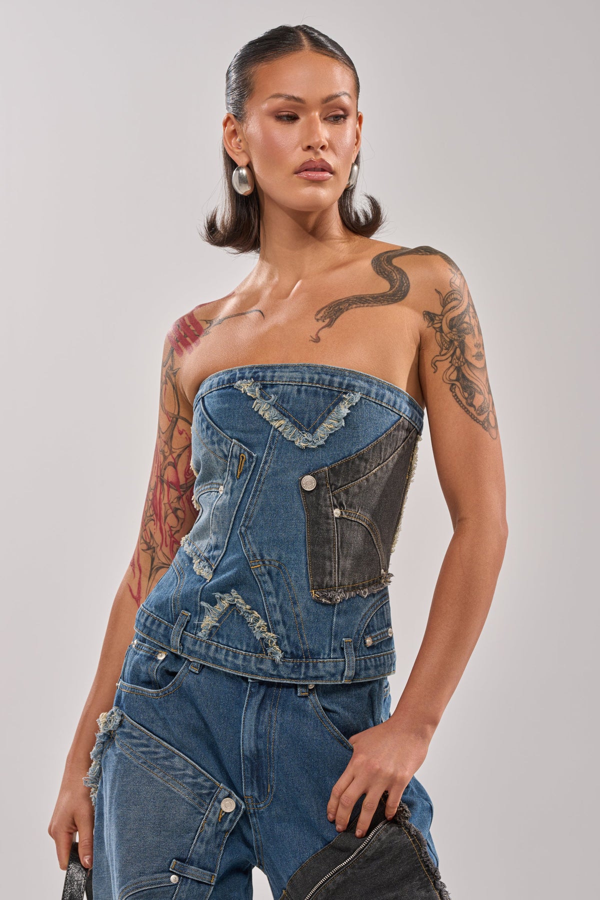 MIXED MATCH DENIM CORSET