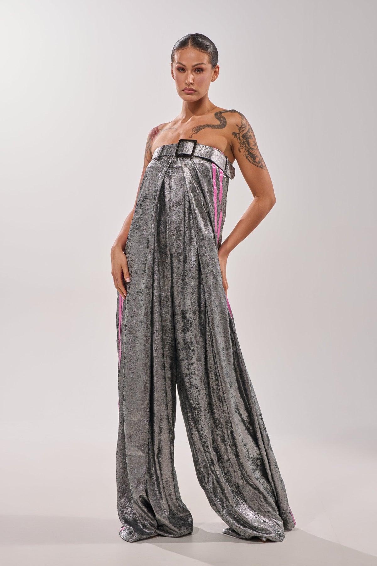 RUN THE SHOW METALLIC JUMPSUIT