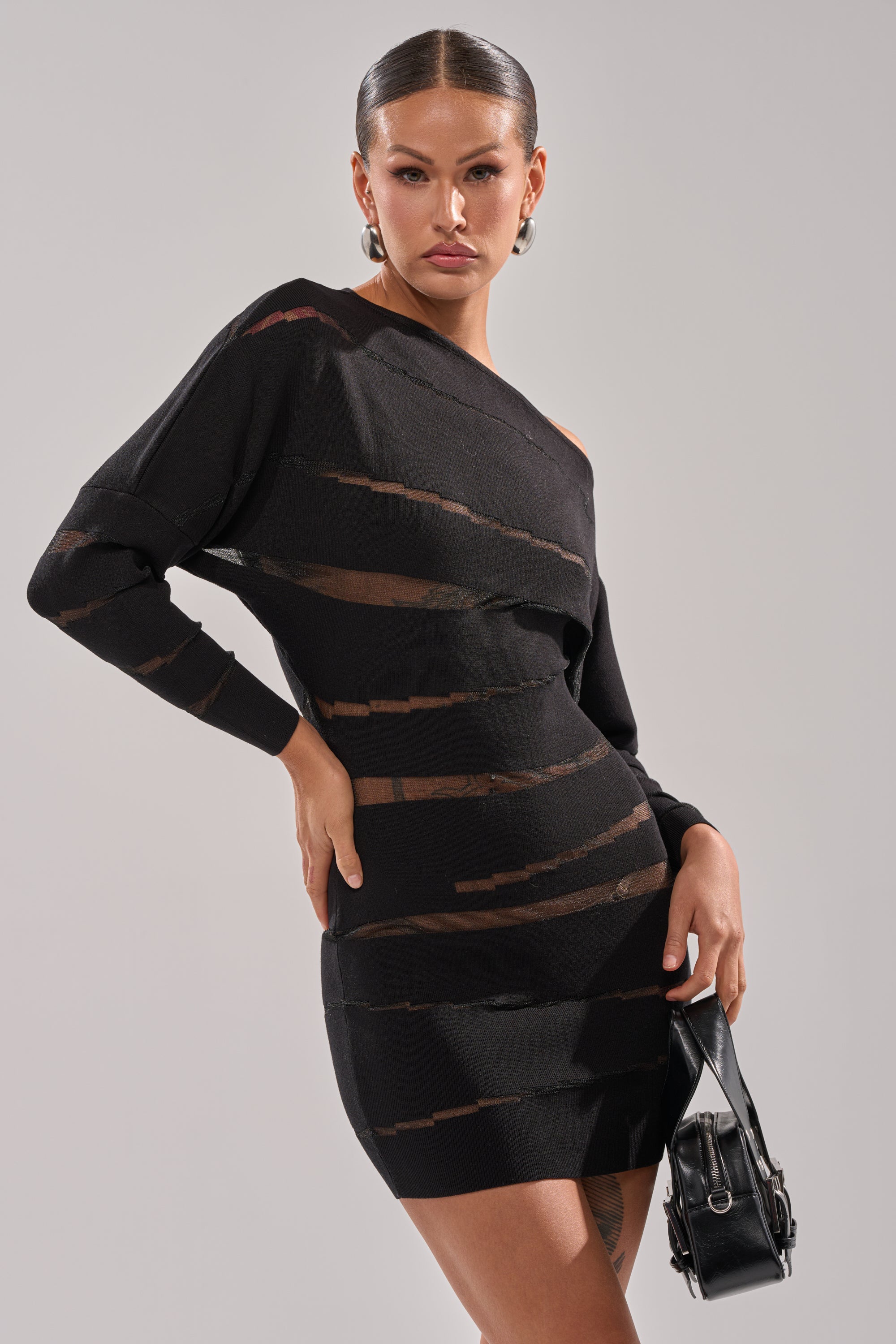 AFTER DARK STRIPED MINI DRESS