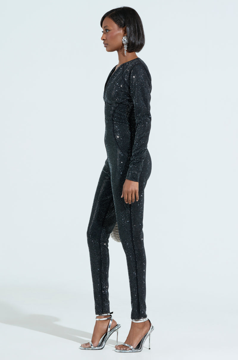 SPARKLE SPARKLE RHINESTONE LONG SLEEVE JUMPSUIT