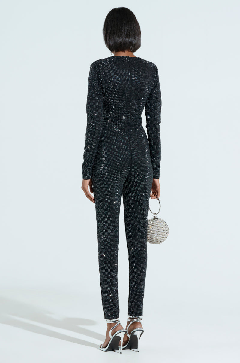 SPARKLE SPARKLE RHINESTONE LONG SLEEVE JUMPSUIT