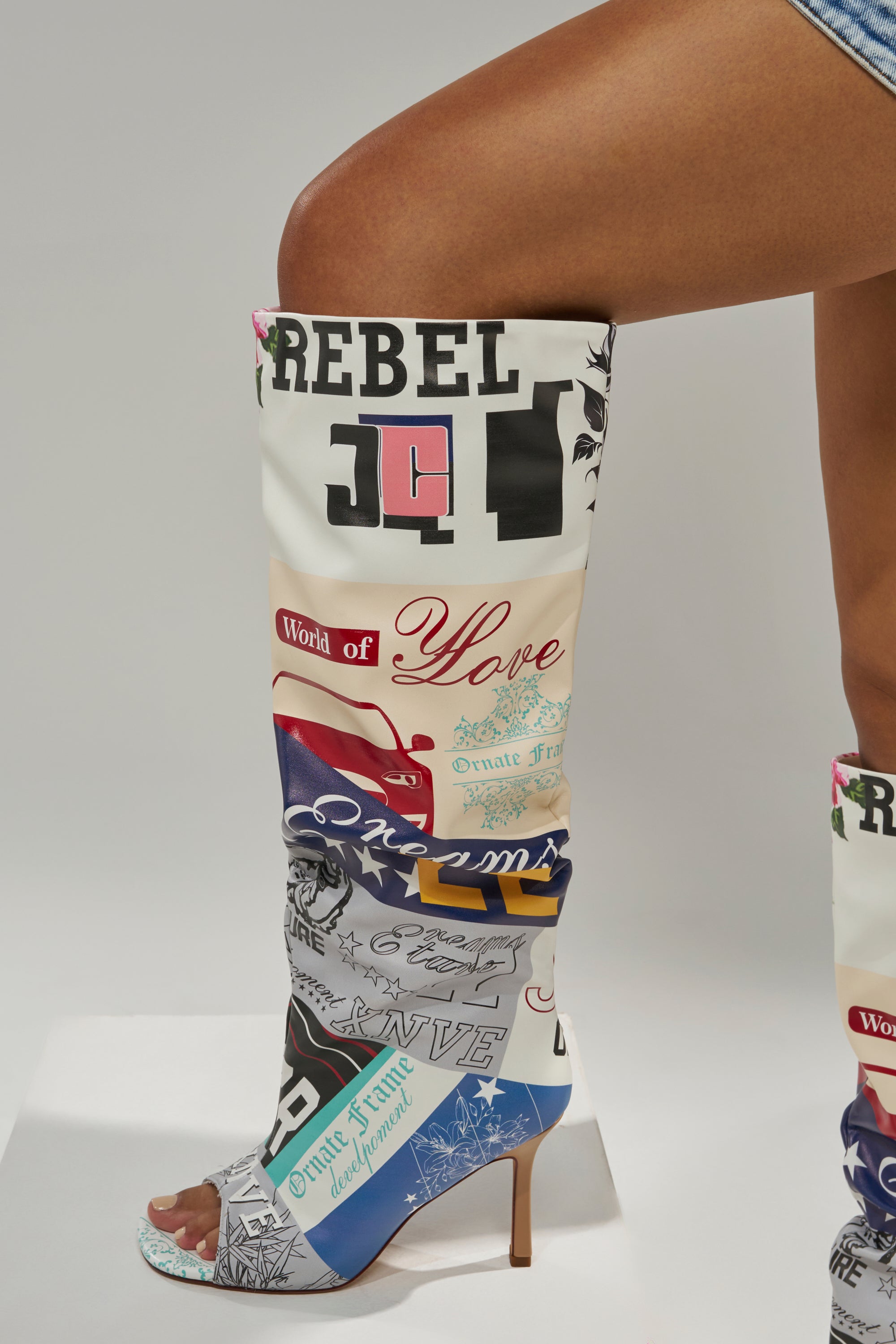 AZALEA WANG JALISA MULTI NOVELTY PRINTED OPEN TOE BOOT