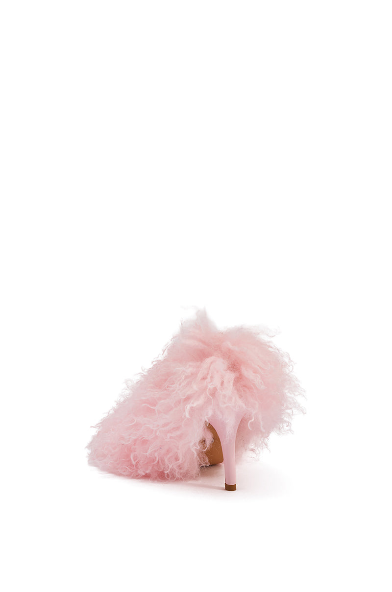 AZALEA WANG JAMEEKA PINK FUR STILETTO PUMP