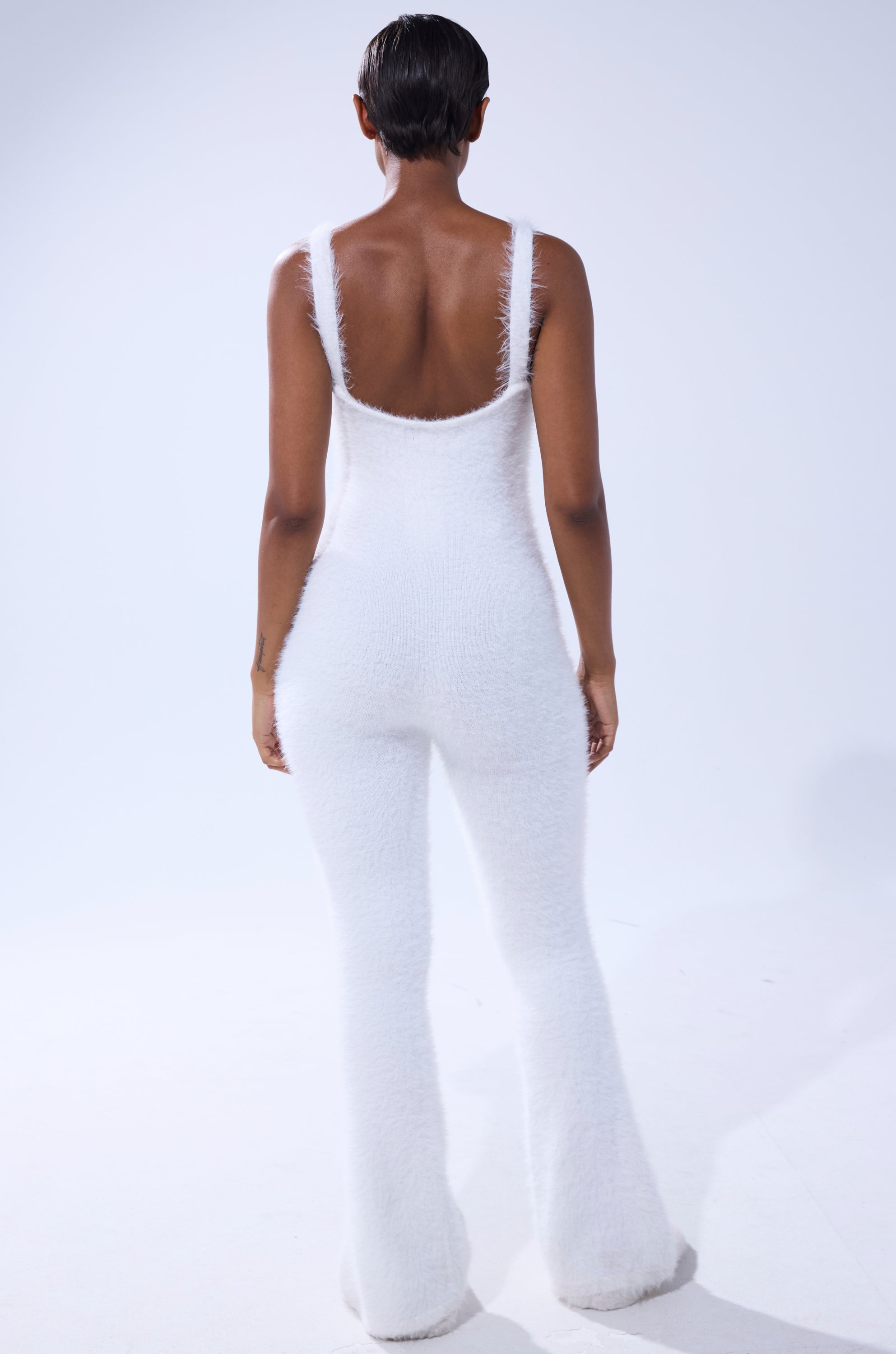 STAYING IN FUZZY KNIT JUMPSUIT