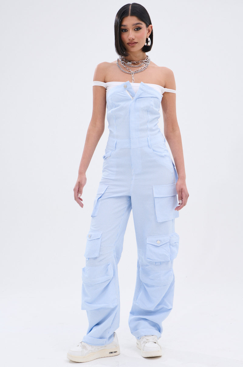 SUCKER FOR YOU SEERSUCKER JUMPSUIT