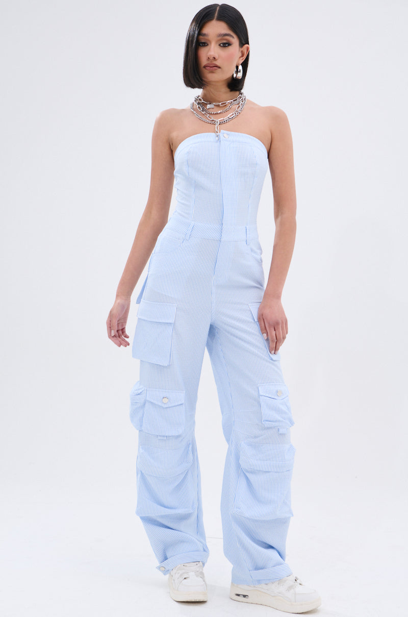 SUCKER FOR YOU SEERSUCKER JUMPSUIT