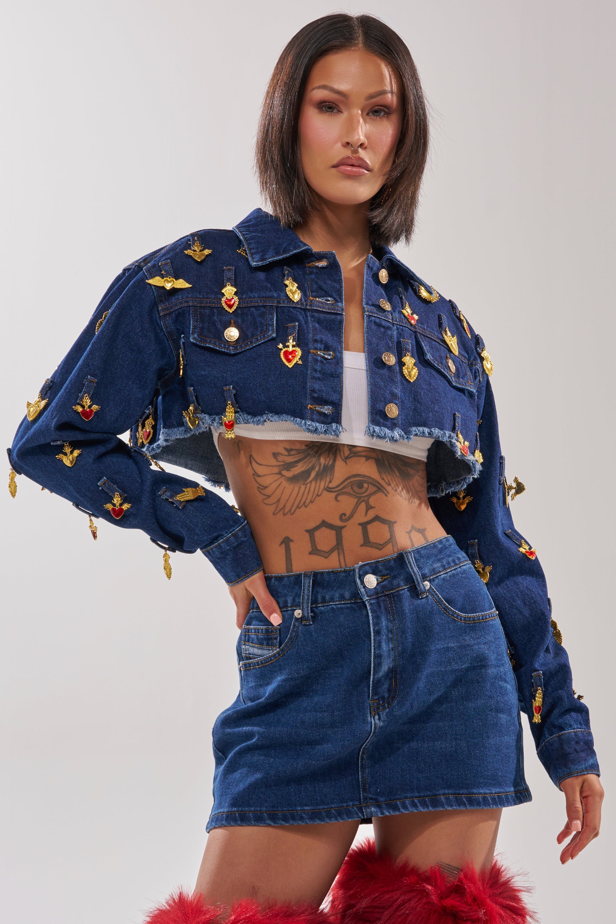 JUST A CRUSH CROPPED DENIM JACKET