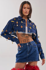 JUST A CRUSH CROPPED DENIM JACKET