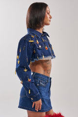 JUST A CRUSH CROPPED DENIM JACKET