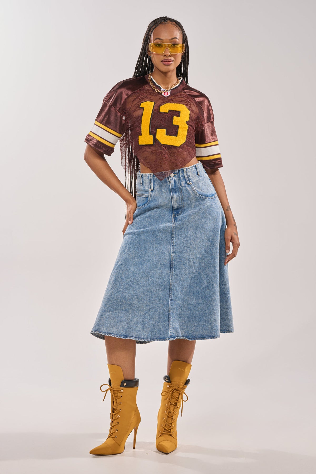 BRITNEY MIDI DENIM SKIRT