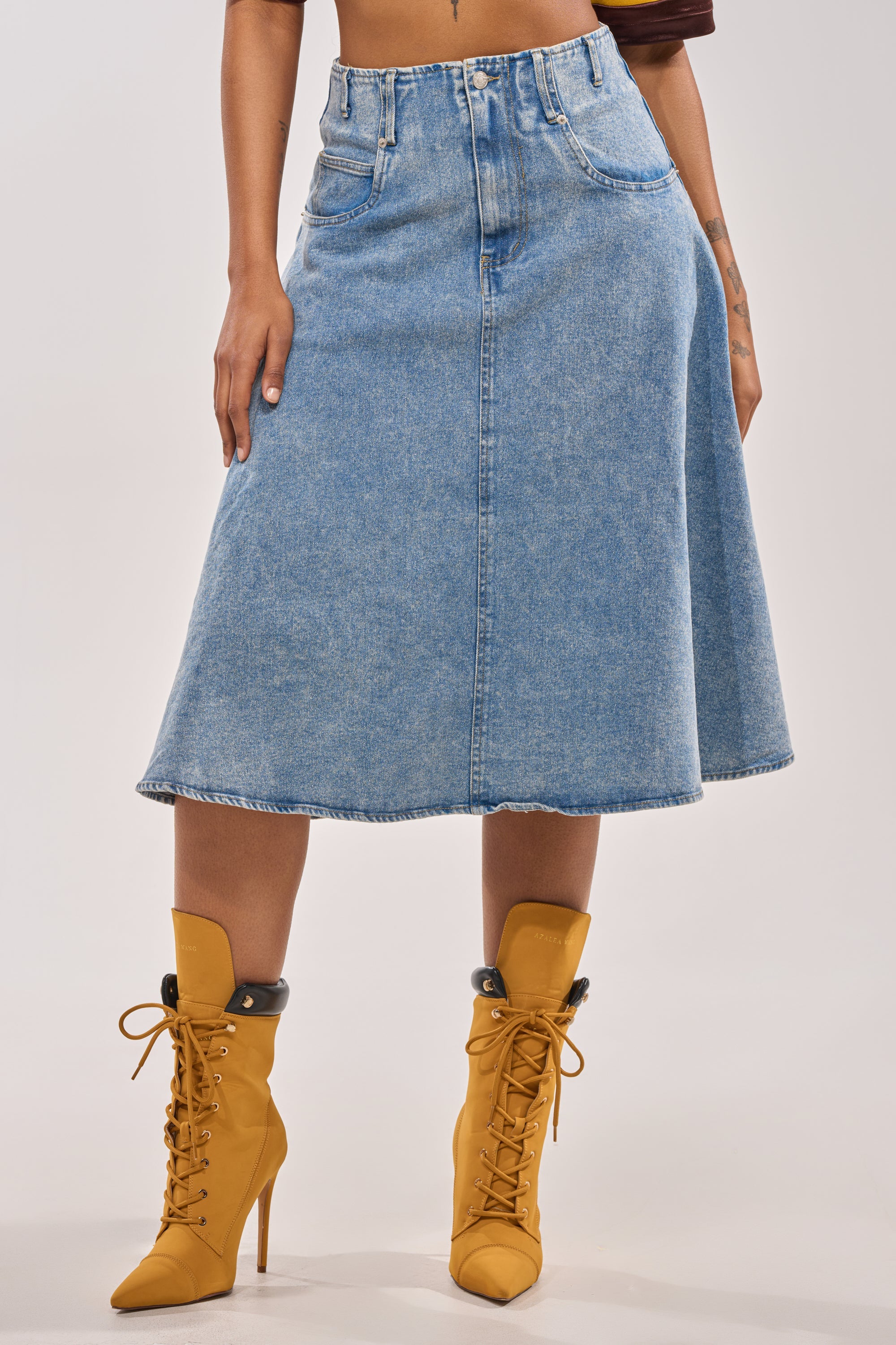 BRITNEY MIDI DENIM SKIRT