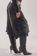 LANA DENIM JORT IN BLACK WASH DENIM