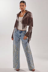 BUCKIN' EMBROIDERED DENIM JEANS