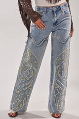 BUCKIN' EMBROIDERED DENIM JEANS