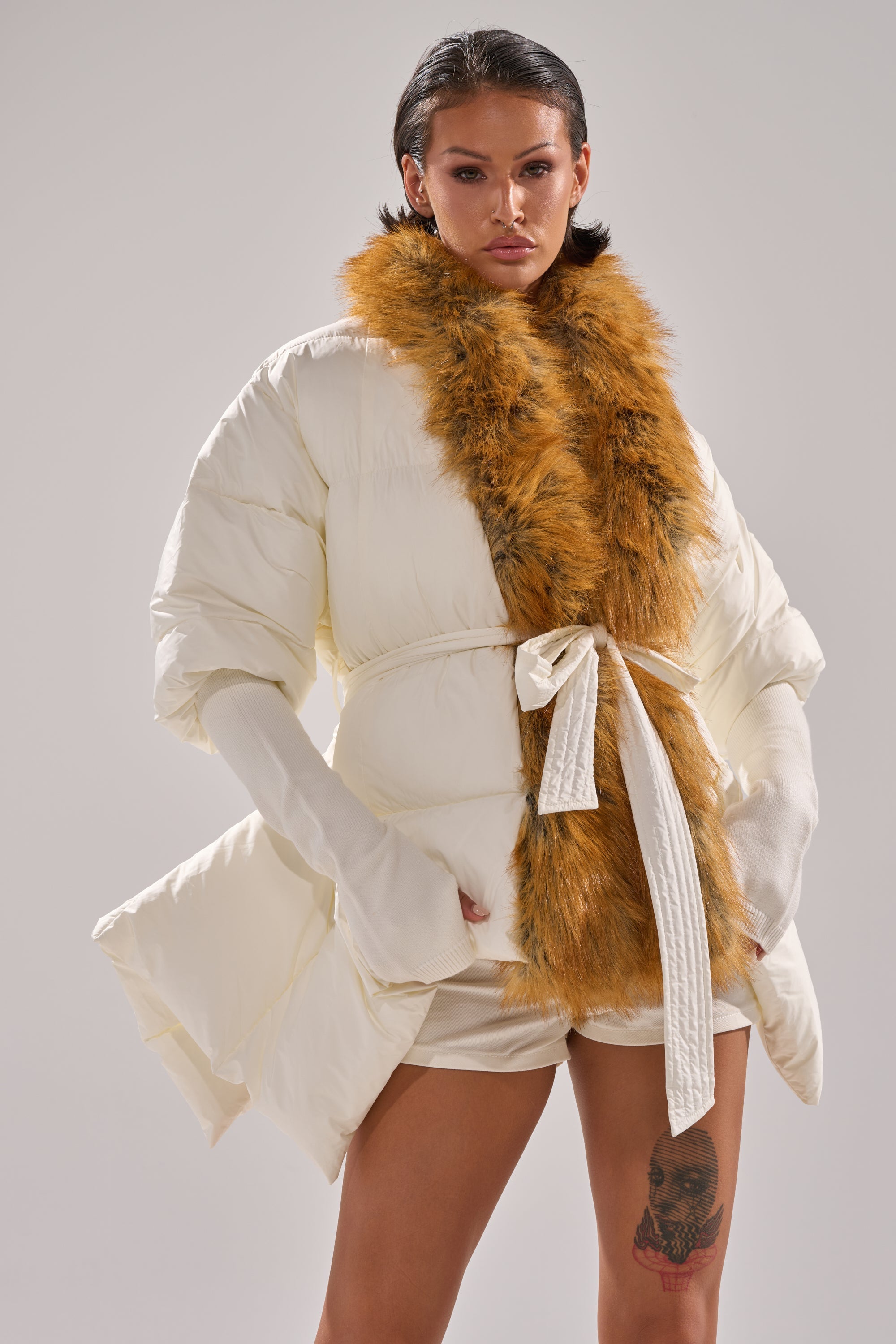 TALK TO ME NICE FUR TRIM PUFFER